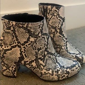Snake skin booties, only worn once